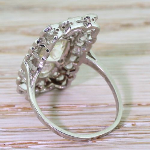 fig 3. Art Deco 3.05 Carat Old Cut Diamond Plaque Ring, circa 1920