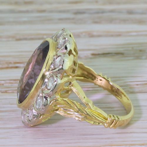 fig 2. Art Deco 5.00 Carat Amethyst & Rose Cut Diamond Cluster Ring, circa 1930