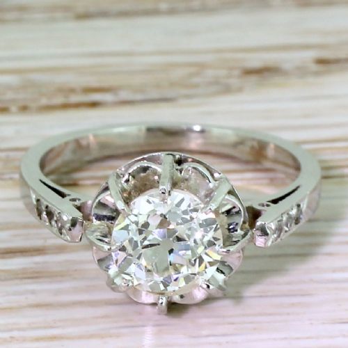 fig 1. Art Deco 1.30 Carat Old Cut Diamond Engagement Ring, French, circa 1920
