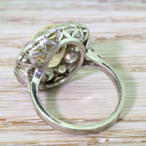 fig 3. Retro 7.71 Carat Natural Ceylon Yellow Sapphire & Old Cut Diamond Ring, circa 1945
