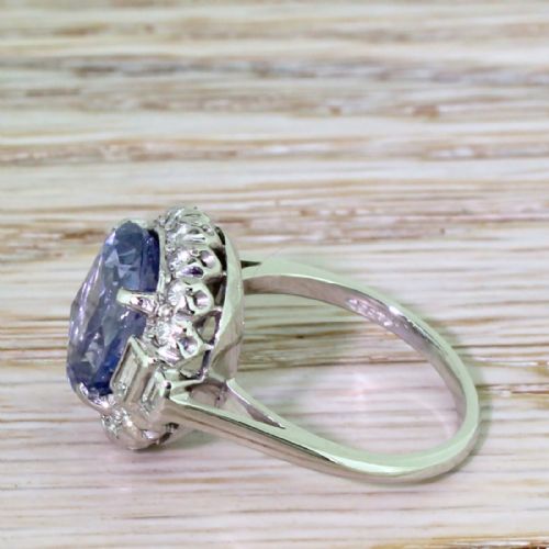 fig 2. F & F FELGER 6.35 Carat Natural Sapphire & Diamond Cluster Ring, American, circa 1940
