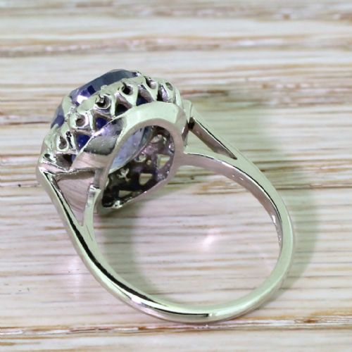 fig 3. F & F FELGER 6.35 Carat Natural Sapphire & Diamond Cluster Ring, American, circa 1940
