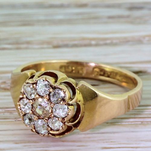 Victorian 0.71 Carat Old Cut Diamond Cluster Ring, Circa 1860
