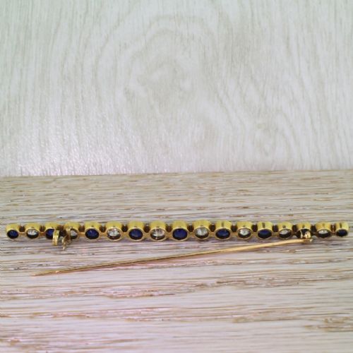 fig 2. Edwardian 3.65 Carat Old Cut Diamond & Natural Sapphire Bar Brooch, circa 1910

