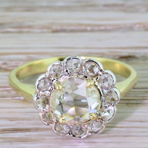 fig 1. Victorian 1.46 Carat Rose Cut Diamond Cluster Ring, circa 1860