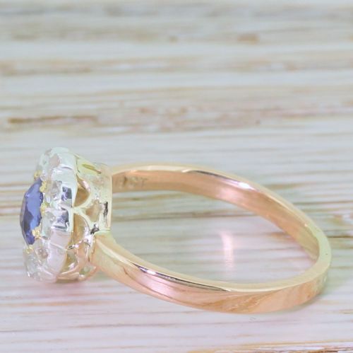 fig 2. Victorian Sapphire & Rose Cut Diamond Target Cluster Ring, circa 1900