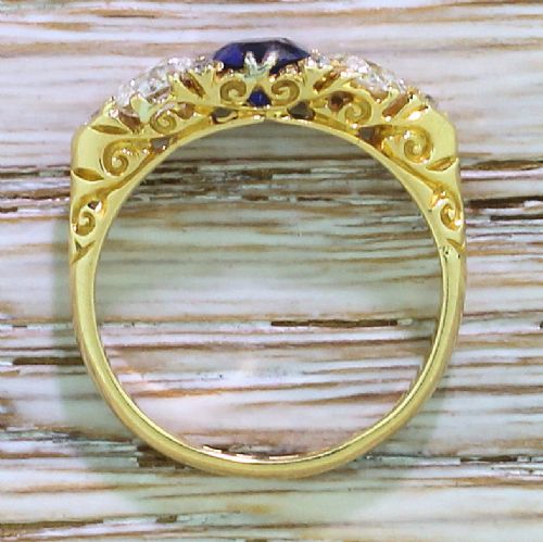 fig 3. Edwardian Sapphire & Old Cut Diamond Three Stone Ring, dated 1903