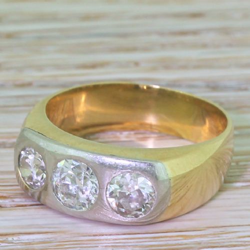 Edwardian 1.55 Carat Old Cut Diamond Trilogy Ring, Circa 1905
