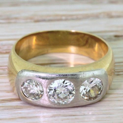 fig 1. Edwardian 1.55 Carat Old Cut Diamond Trilogy Ring, circa 1905