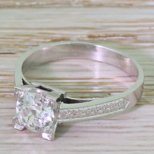Art Deco 0.71 Carat Old Cut Diamond Engagement Ring, Circa 1930
