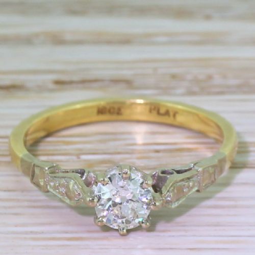 fig 1. Art Deco 0.36 Carat Old Cut Diamond Engagement Ring, circa 1925