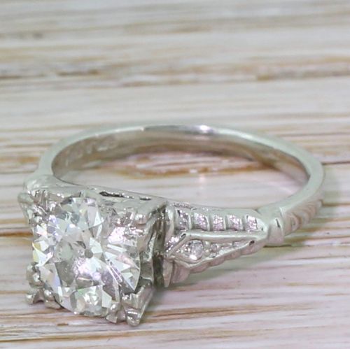 Art Deco 1.14 Carat Old Cut Diamond Engagement Ring, Circa 1925
