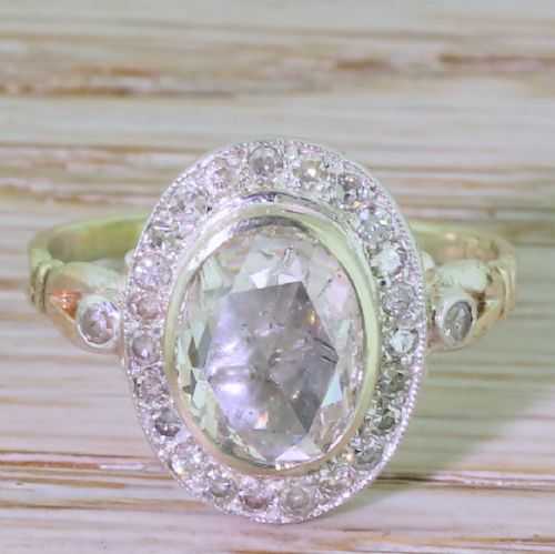 fig 1. Victorian 2.19 Carat Rose Cut Diamond Cluster Ring, circa 1890