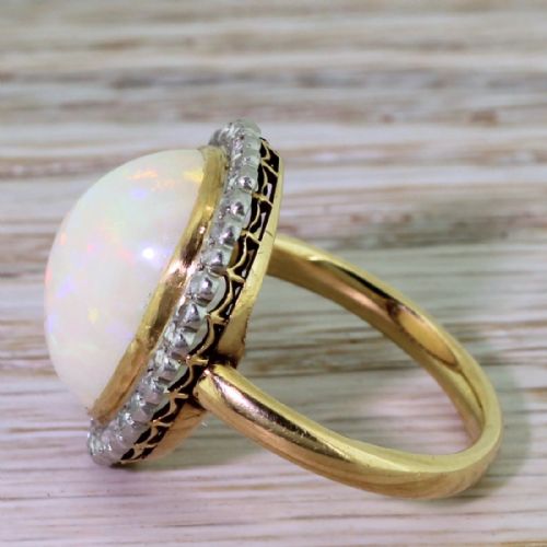 fig 2. Art Deco 7.00 Carat Opal & Rose Cut Diamond Cluster Ring, circa 1915