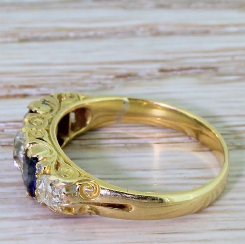 fig 2. Victorian Old Cut Diamond & Sapphire Five Stone Ring, circa 1900