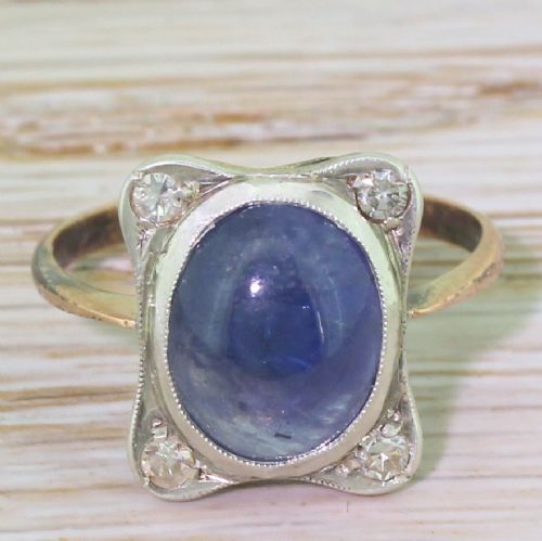 fig 1. Edwardian Cabochon Sapphire & Eight-Cut Diamond Ring, circa 1905