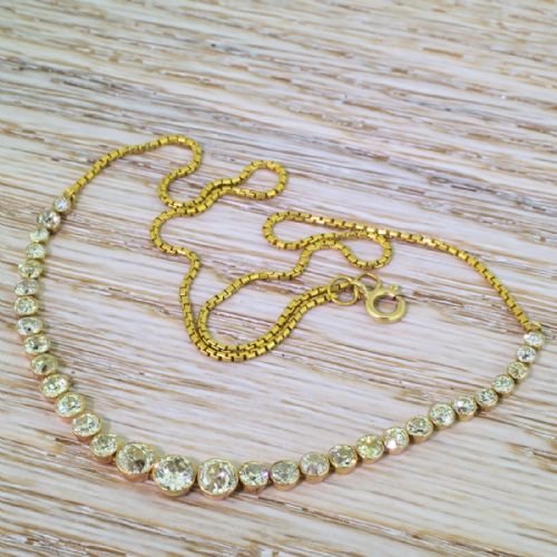 Art Deco 4.00 Carat Old Cut Diamond Line Necklace, Circa 1930
