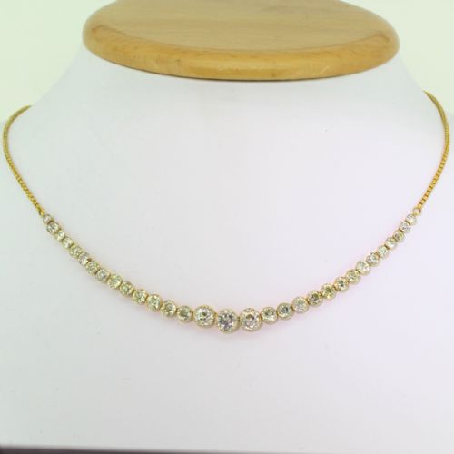fig 2. Art Deco 4.00 Carat Old Cut Diamond Line Necklace, circa 1930