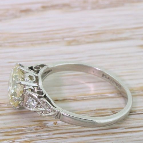 fig 2. Retro 2.47 Carat Transitional Cut Diamond Engagement Ring, circa 1945