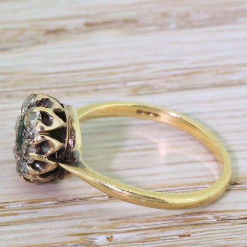 fig 2. Edwardian Emerald & Old Cut Diamond Target Cluster Ring, circa 1905