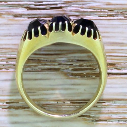 fig 3. Victorian 3.50 Carat Natural Sapphire Three Stone Ring, circa 1880