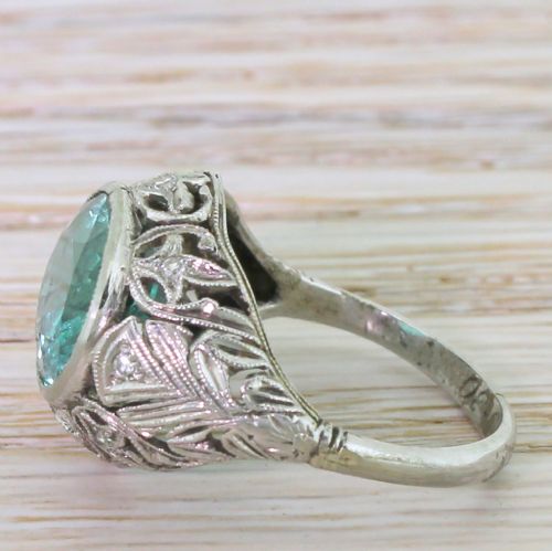 fig 2. Art Deco 4.40 Carat Minor Oil Emerald Ring, dated 1930