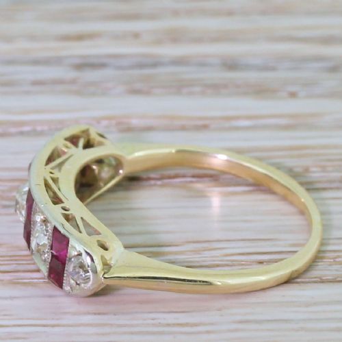 fig 2. Art Deco Old Cut Diamond & Ruby Half Hoop Ring, circa 1925