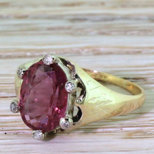 Victorian 2.54 Carat Natural Thai Ruby Solitaire Ring, Circa 1900
