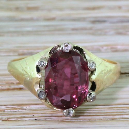 fig 1. Victorian 2.54 Carat Natural Thai Ruby Solitaire Ring, circa 1900