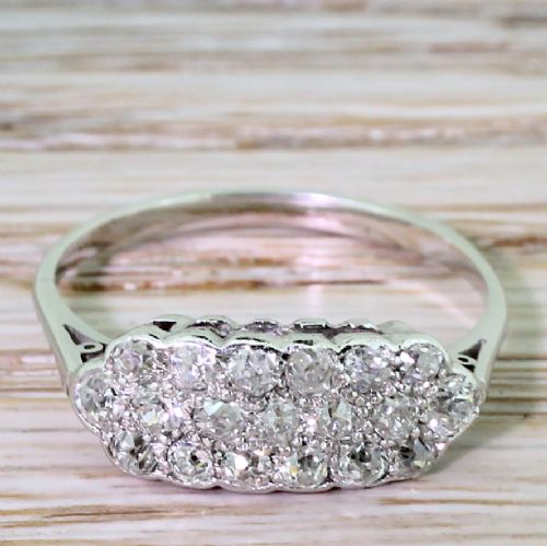 fig 1. Art Deco 0.72 Carat Old Cut Diamond Lateral Cluster Ring, circa 1940