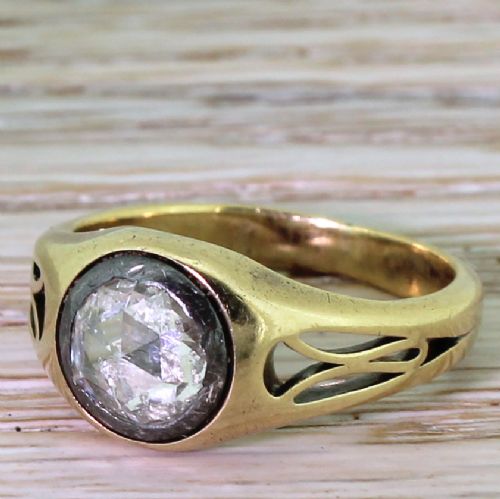 Victorian 1.00 Carat Rose Cut Diamond Solitaire Ring, Circa 1890
