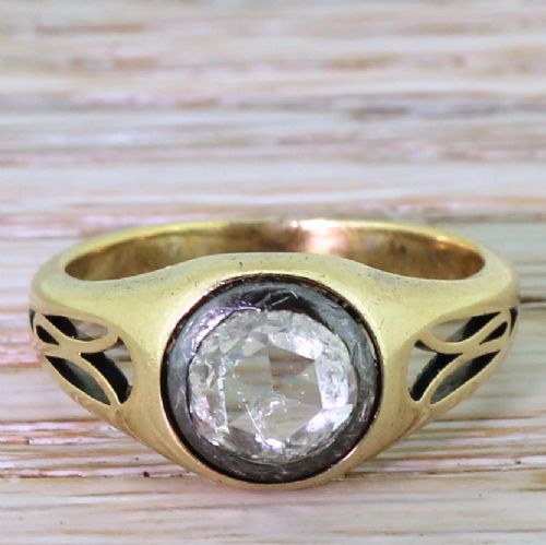fig 1. Victorian 1.00 Carat Rose Cut Diamond Solitaire Ring, circa 1890