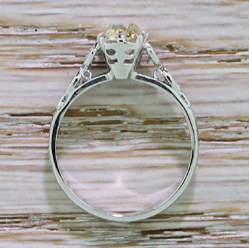fig 3. Mid Century 1.01 Carat Light Fancy Yellow Old Cut Diamond Engagement Ring, circa 1950