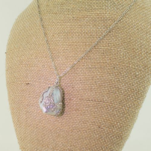 Edwardian Natural Saltwater Grey Pearl & Diamond Pendant, Circa 1910

