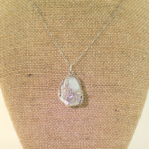 fig 1. Edwardian Natural Saltwater Grey Pearl & Diamond Pendant, circa 1910
