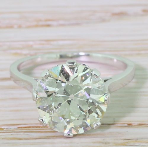 fig 1. Art Deco 4.12 Carat Old European Cut Diamond Engagement Ring, French, circa 1935