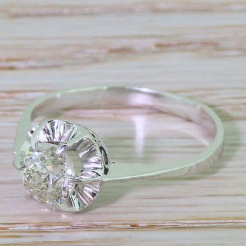 Art Deco 0.97 Carat Old Cut Diamond Engagement Ring, Circa 1940
