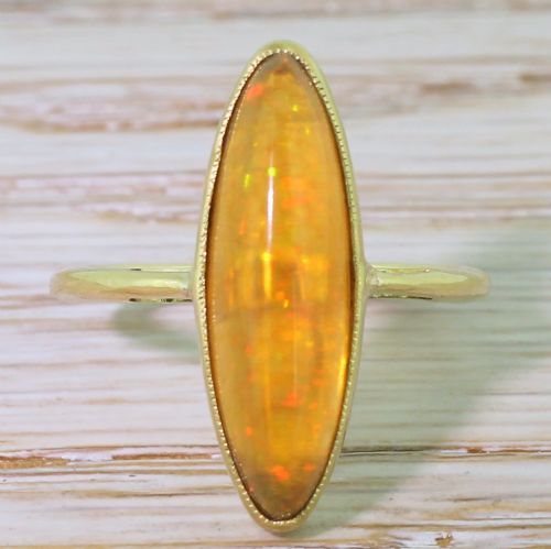 fig 1. Victorian Marquise Fire Opal Ring, circa 1900
