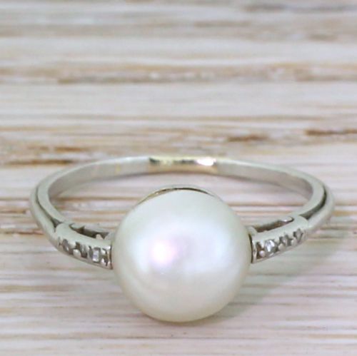 fig 1. Art Deco Natural Saltwater Pearl Solitaire Ring, circa 1935