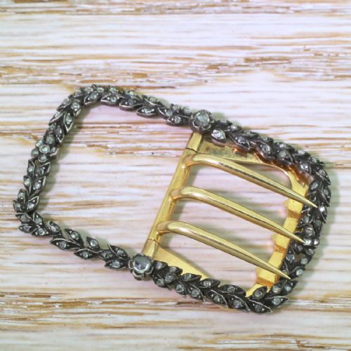 Victorian 0.93 Carat Rose Cut Diamond Buckle, Circa 1880
