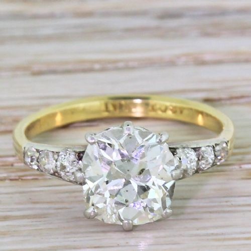 fig 1. Art Deco 2.64 Carat Old Cut Diamond Engagement Ring, circa 1940
