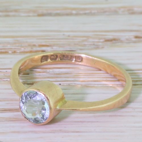 Edwardian 0.60 Carat Aquamarine Solitaire Ring, Dated 1912
