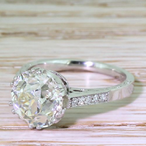 Art Deco 3.60 Carat Old Cut Diamond Engagement Ring, Circa 1915
