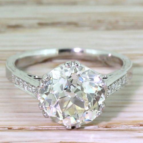 fig 1. Art Deco 3.60 Carat Old Cut Diamond Engagement Ring, circa 1915