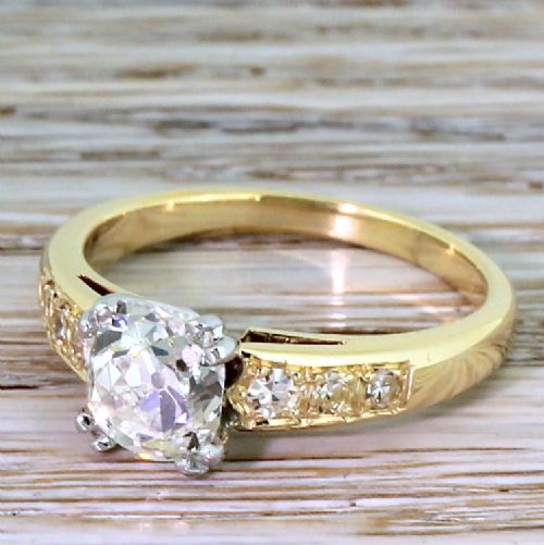 Art Deco 1.60 Carat Old Cushion Cut Diamond Engagement Ring, Circa 1935
