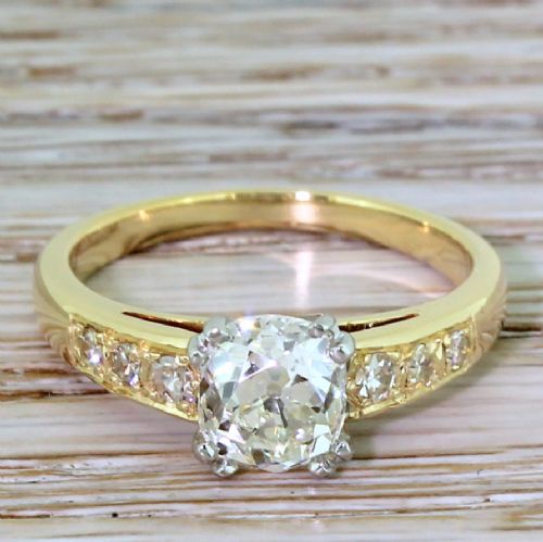 fig 1. Art Deco 1.60 Carat Old Cushion Cut Diamond Engagement Ring, circa 1935