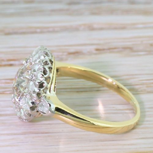 fig 2. Art Deco 1.35 Carat Old Cut & Rose Cut Diamond Cluster Ring, circa 1920