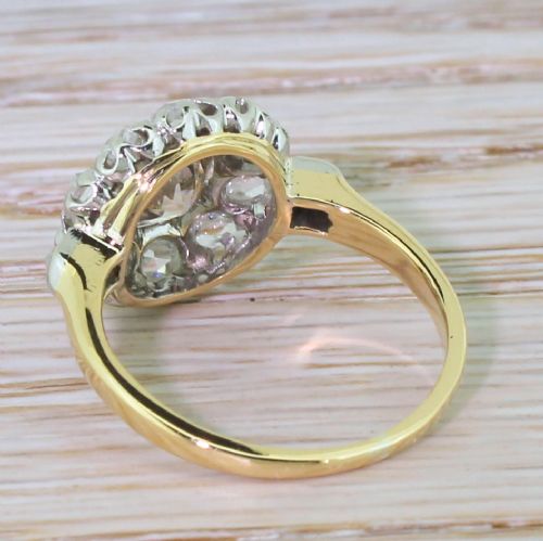 fig 3. Art Deco 1.35 Carat Old Cut & Rose Cut Diamond Cluster Ring, circa 1920