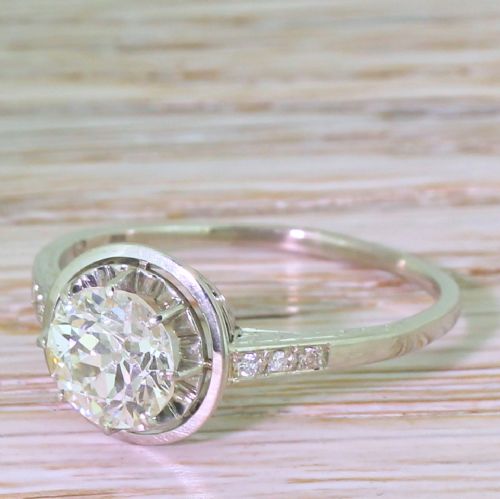 Art Deco 1.68 Carat Old Cut Diamond Engagement Ring, Circa 1940
