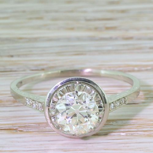 fig 1. Art Deco 1.68 Carat Old Cut Diamond Engagement Ring, circa 1940